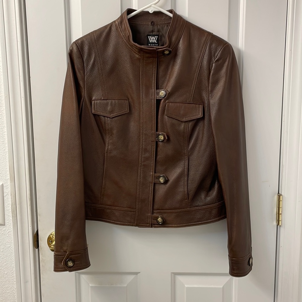 Worth cropped leather jacket